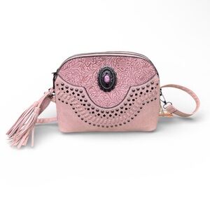 AnneLiese Chic Pink Embellished Crossbody Bag